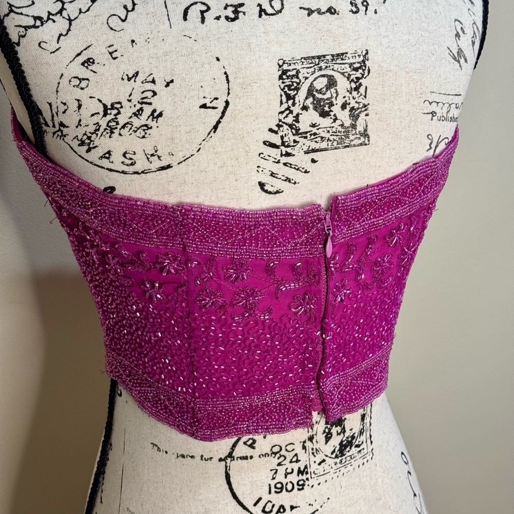 Pink Beaded Bustier Top by Emma Black - Picture 7 of 12